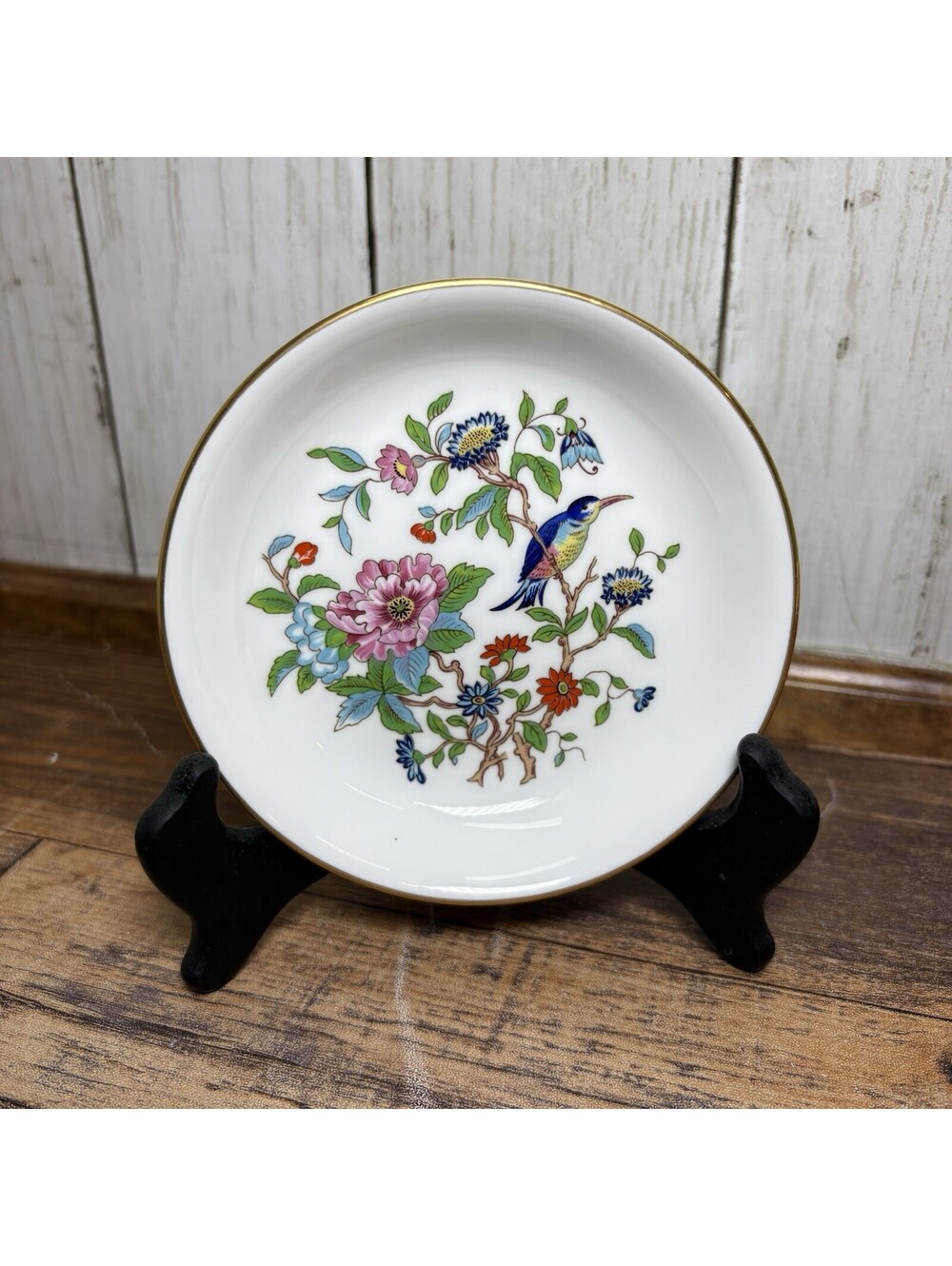 AYNSLEY PEMBROKE BUTTER PAT 4 1/4 W/ GOLD EDGING & SEAL FINE ENGLISH BONE CHINA